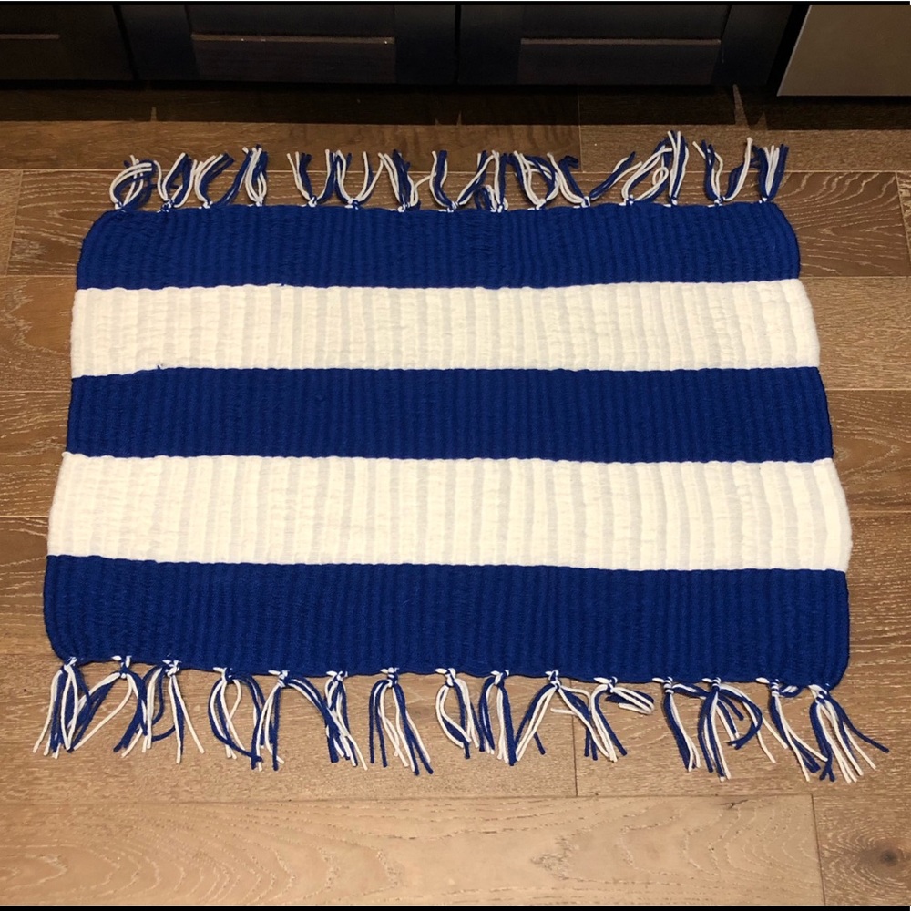 Blue & White Handmade Door Bath Kitchen Mat or Rug